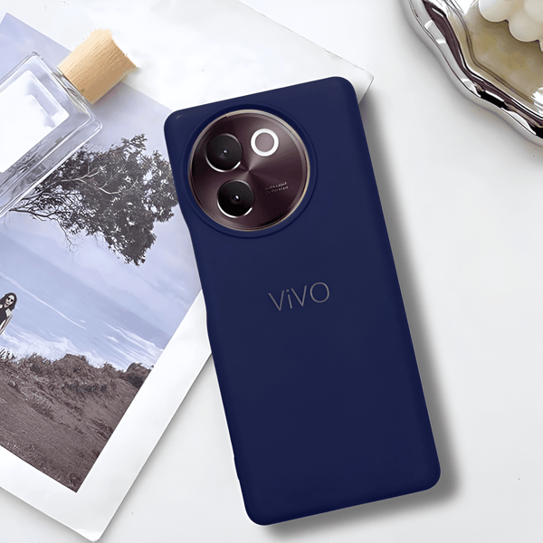 Dark Blue Silicone Case for Vivo V30E - The Hatke