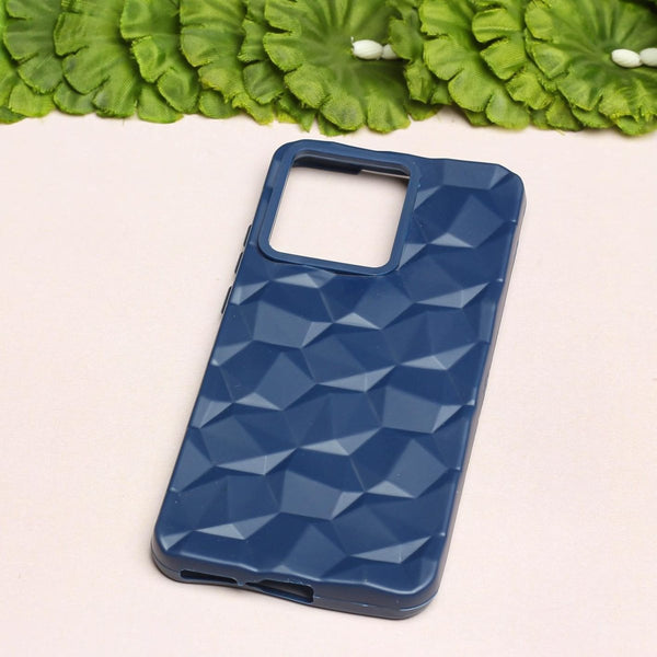 Dark Blue Square Diamond Silicone case for Motorola Edge 40 Neo - The Hatke