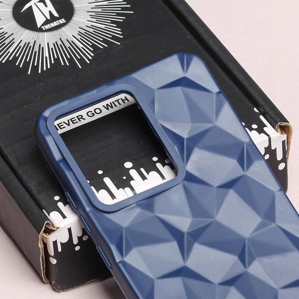 Dark Blue Square Diamond Silicone case for Motorola Edge 40 Neo - The Hatke