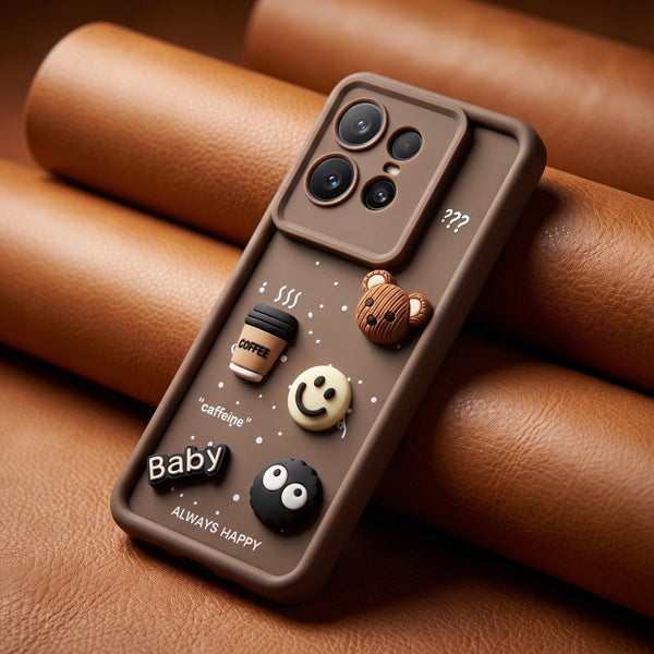 Dark Brown COFFEE (ALWAYS HAPPY) Silicone case for Motorola Edge 50 Pro - The Hatke