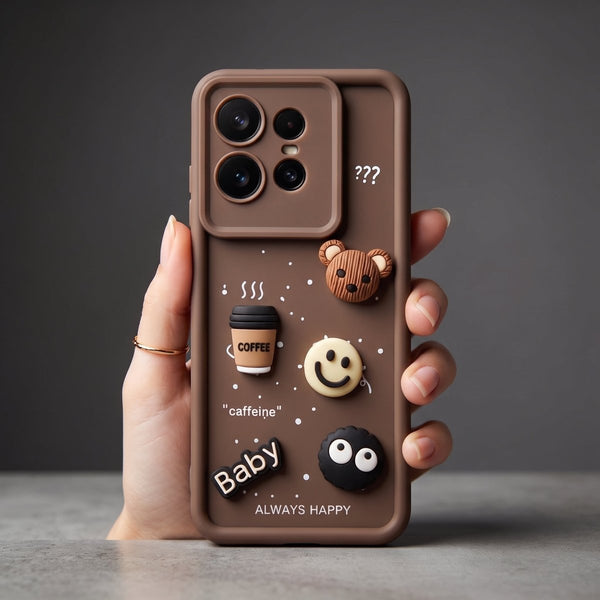 Dark Brown COFFEE (ALWAYS HAPPY) Silicone case for Motorola Edge 50 Pro - The Hatke