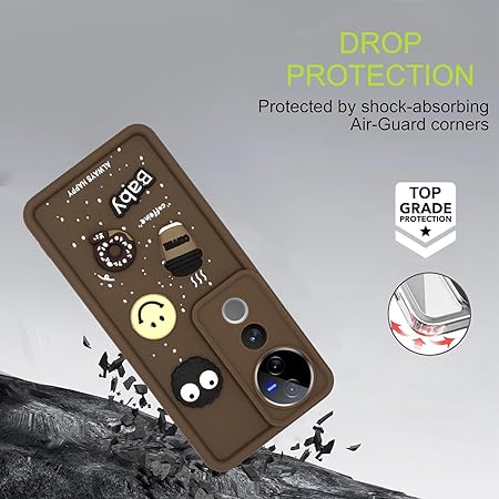 Dark Brown COFFEE (ALWAYS HAPPY) Silicone case for Vivo V40 Pro - The Hatke