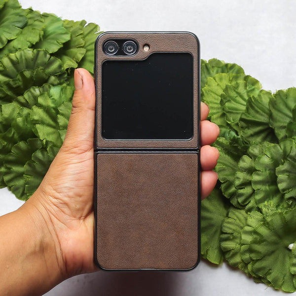 Dark Brown Leather Case for Samsung Galaxy Z FLIP 6 - The Hatke