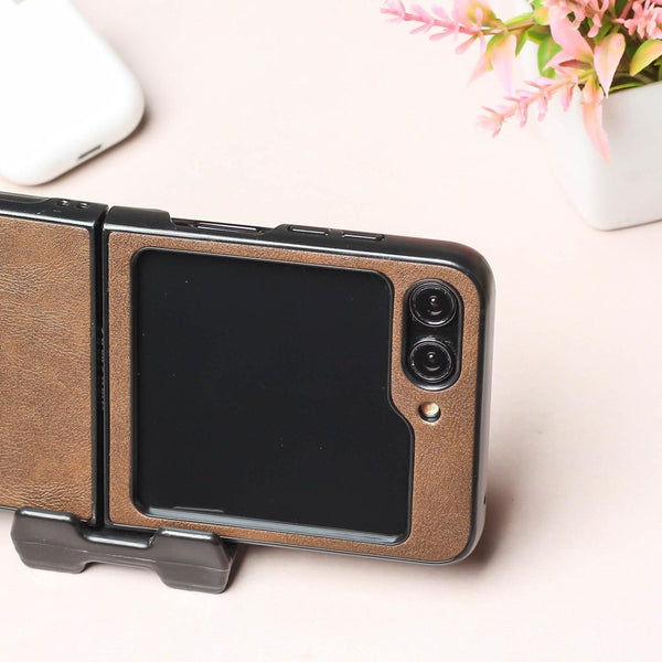 Dark Brown Leather Case for Samsung Galaxy Z FLIP 6 - The Hatke