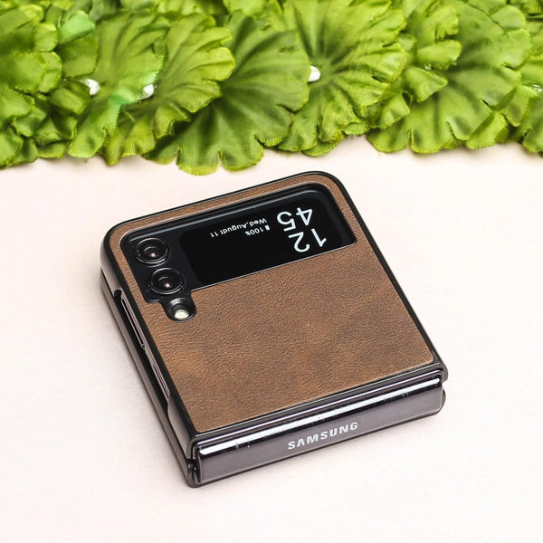 Dark Brown Leather Case for Samsung Galaxy Z FLIP 6 - The Hatke