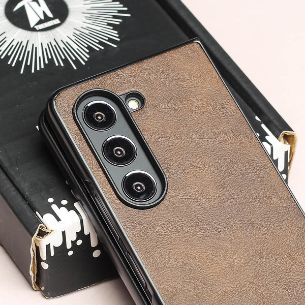 Dark Brown Leather Case for Samsung Galaxy Z Fold 6 - The Hatke