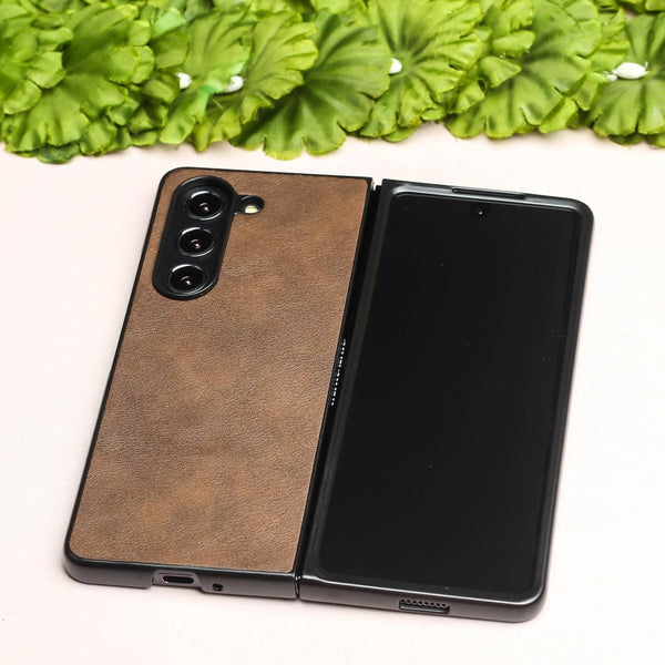 Dark Brown Leather Case for Samsung Galaxy Z Fold 6 - The Hatke