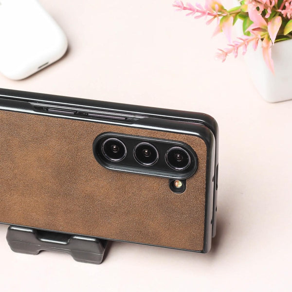 Dark Brown Leather Case for Samsung Galaxy Z Fold 6 - The Hatke