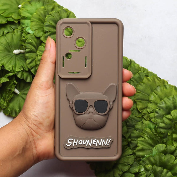 Dark Brown SHOUNENN BROWN BULLDOG Silicone case for Vivo V30 - The Hatke