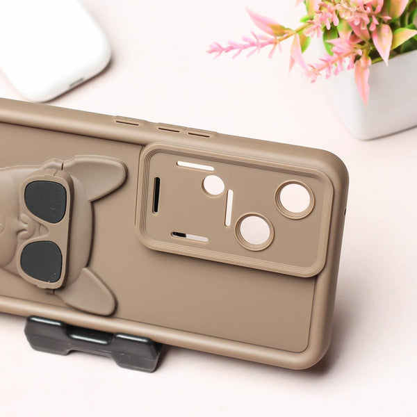Dark Brown SHOUNENN BROWN BULLDOG Silicone case for Vivo V30 - The Hatke
