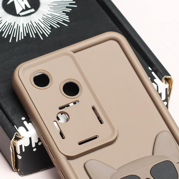 Dark Brown SHOUNENN BROWN BULLDOG Silicone case for Vivo V30 - The Hatke