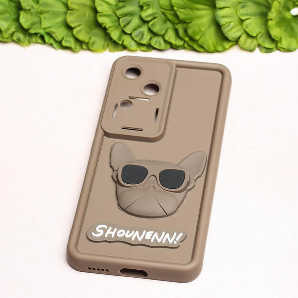 Dark Brown SHOUNENN BROWN BULLDOG Silicone case for Vivo V30 - The Hatke