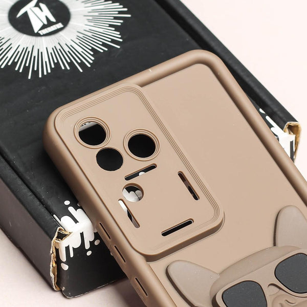 Dark Brown SHOUNENN BROWN BULLDOG Silicone case for Vivo V30 Pro - The Hatke