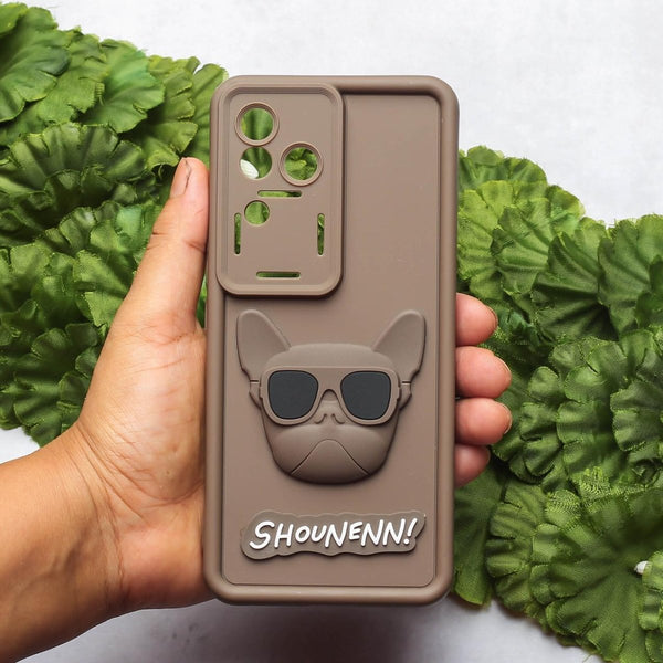 Dark Brown SHOUNENN BROWN BULLDOG Silicone case for Vivo V30 Pro - The Hatke