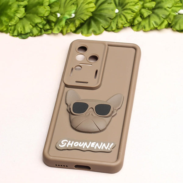Dark Brown SHOUNENN BROWN BULLDOG Silicone case for Vivo V30 Pro - The Hatke