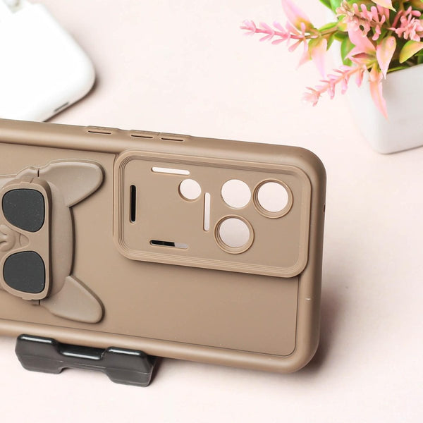 Dark Brown SHOUNENN BROWN BULLDOG Silicone case for Vivo V30 Pro - The Hatke