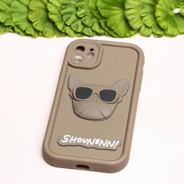 Dark Brown SHOUNENN BULLDOG Silicone case for Apple iphone 11 - The Hatke