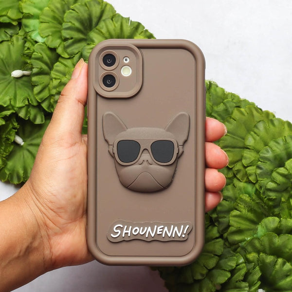 Dark Brown SHOUNENN BULLDOG Silicone case for Apple iphone 11 - The Hatke