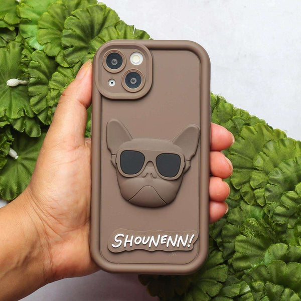 Dark Brown SHOUNENN BULLDOG Silicone case for Apple iphone 13 - The Hatke