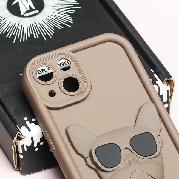 Dark Brown SHOUNENN BULLDOG Silicone case for Apple iphone 15 Plus - The Hatke