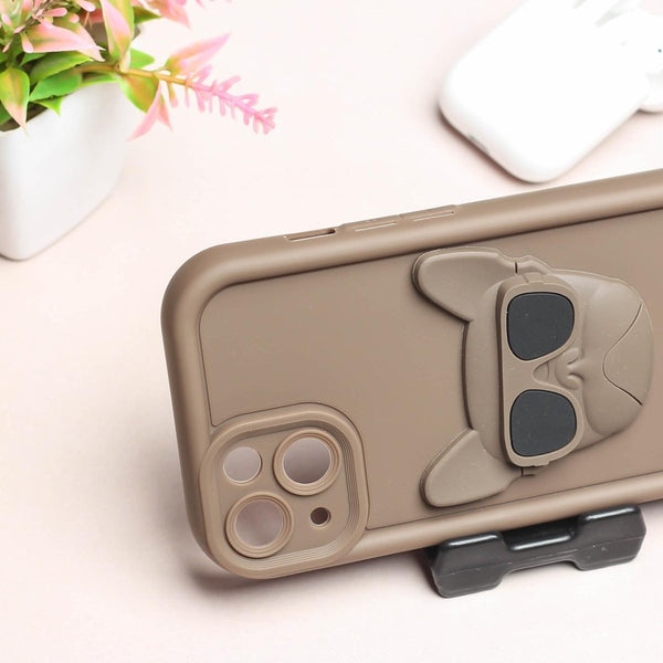 Dark Brown SHOUNENN BULLDOG Silicone case for Apple iphone 15 Plus - The Hatke