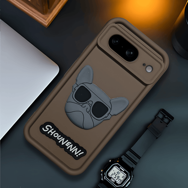 Dark Brown SHOUNENN BULLDOG Silicone case for Google Pixel 8 - The Hatke