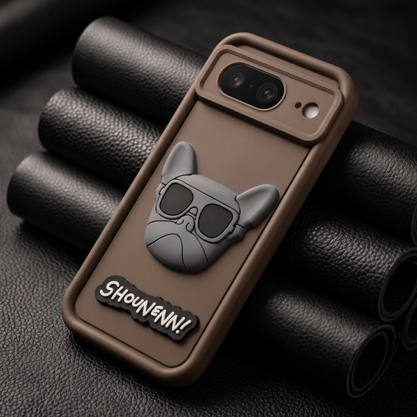 Dark Brown SHOUNENN BULLDOG Silicone case for Google Pixel 8 - The Hatke