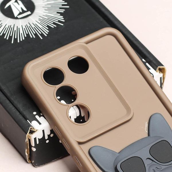 Dark Brown SHOUNENN BULLDOG Silicone case for Vivo V27 Pro - The Hatke