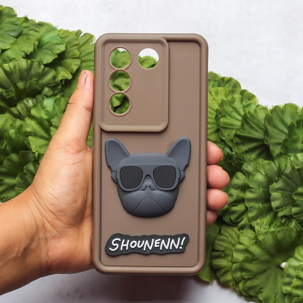 Dark Brown SHOUNENN BULLDOG Silicone case for Vivo V27 Pro - The Hatke