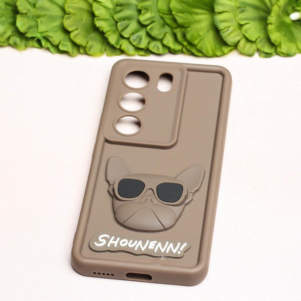 Dark Brown SHOUNENN BULLDOG Silicone case for Vivo V29 Pro - The Hatke