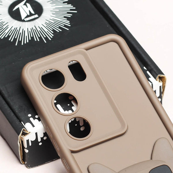 Dark Brown SHOUNENN BULLDOG Silicone case for Vivo V29 Pro - The Hatke