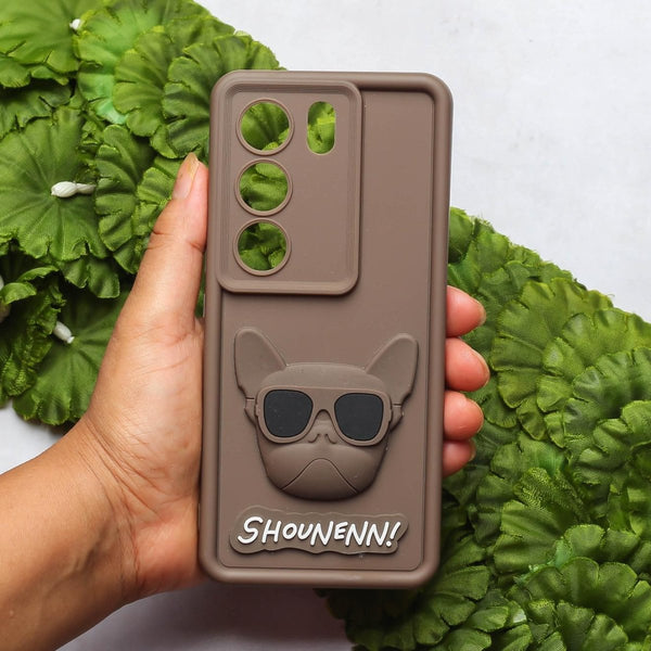Dark Brown SHOUNENN BULLDOG Silicone case for Vivo V29 Pro - The Hatke