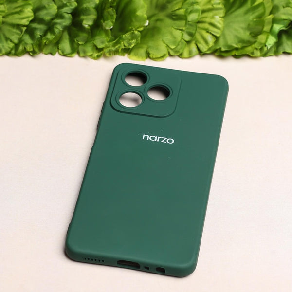 Dark Green Camera Original Silicon Case for Realme Narzo N53 - The Hatke