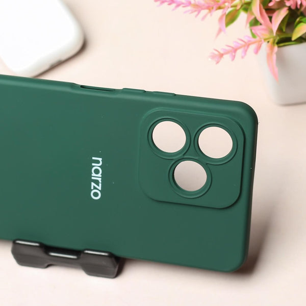 Dark Green Camera Original Silicon Case for Realme Narzo N53 - The Hatke