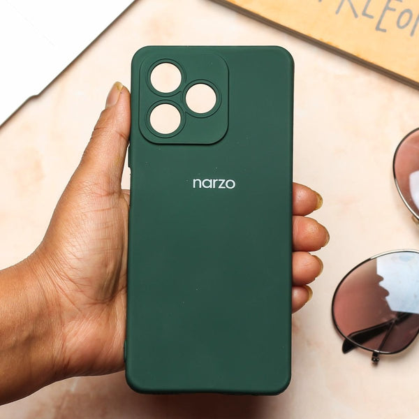 Dark Green Camera Original Silicon Case for Realme Narzo N53 - The Hatke
