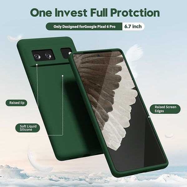 Dark Green Camera Original Silicone case for Google Pixel 6 - The Hatke