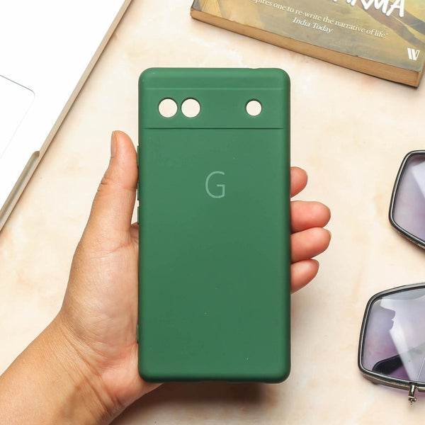 Dark Green Camera Original Silicone case for Google Pixel 6A - The Hatke