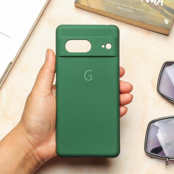 Dark Green Camera Original Silicone case for Google Pixel 7 - The Hatke