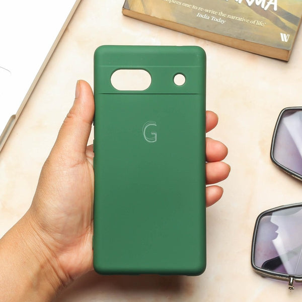 Dark Green Camera Original Silicone case for Google Pixel 7A - The Hatke