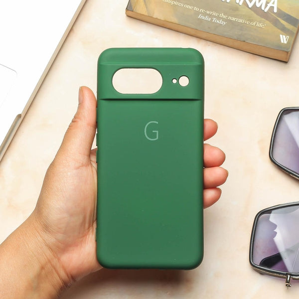 Dark Green Camera Original Silicone case for Google Pixel 8 - The Hatke