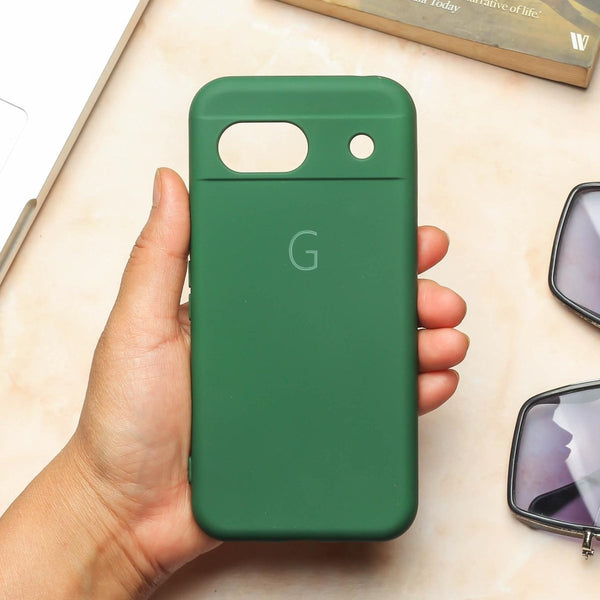 Dark Green Camera Original Silicone case for Google Pixel 8a - The Hatke