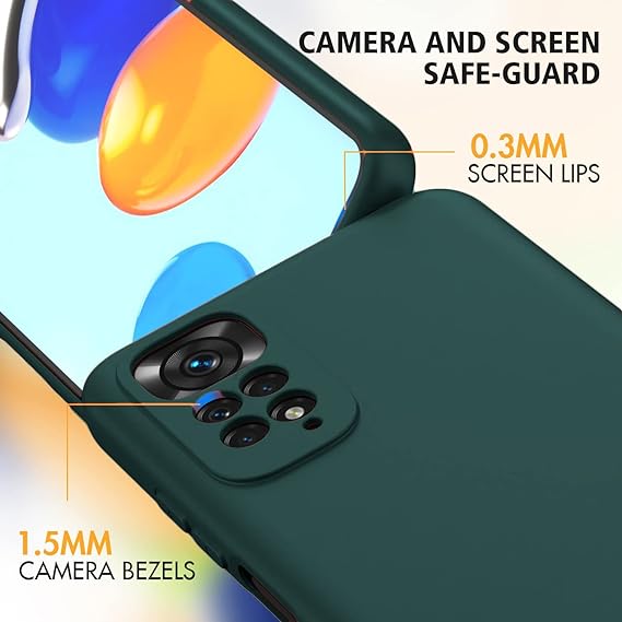 Dark Green Camera Original Silicone Case for Redmi Note 11 - The Hatke