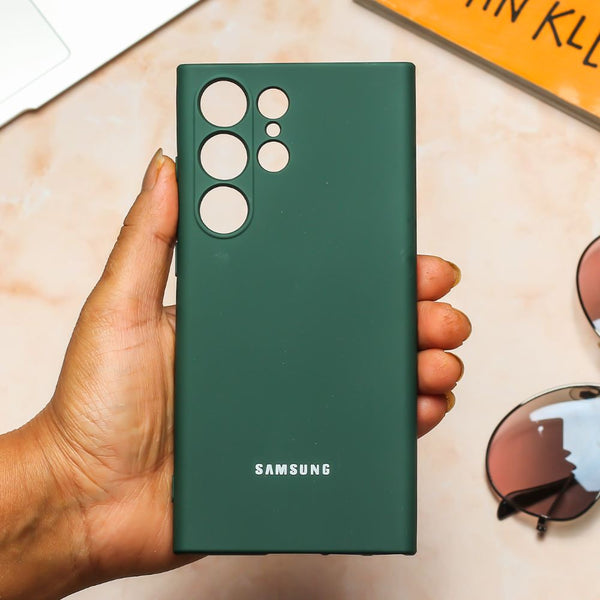 Dark Green Camera Original Silicone case for Samsung S22 Ultra - The Hatke