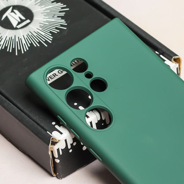 Dark Green Camera Original Silicone case for Samsung S22 Ultra - The Hatke