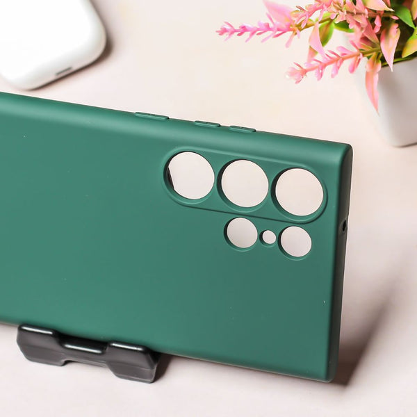 Dark Green Camera Original Silicone case for Samsung S22 Ultra - The Hatke