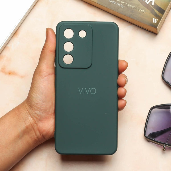 Dark Green Camera Original Silicone case for Vivo Y200 - The Hatke