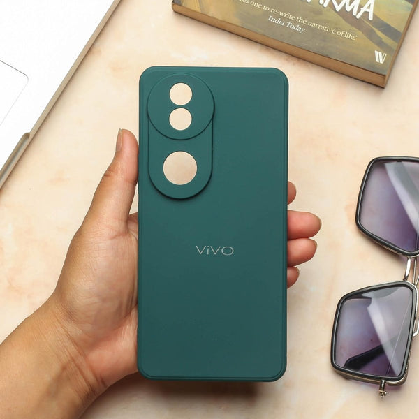 Dark Green Candy silicone Case for Vivo V40 - The Hatke
