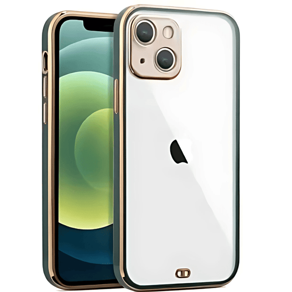 Dark Green Electroplated Transparent Case for Apple iphone 15 Plus - The Hatke