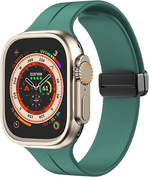 Dark Green Magnetic Clasp Adjustable Strap For Apple Iwatch (22mm) - The Hatke