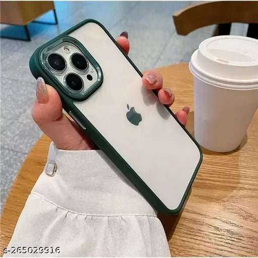Dark Green Metal Safe Transparent Case for Apple iphone 15 Pro Max - The Hatke